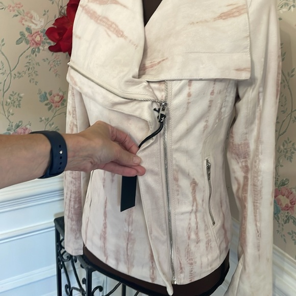 NWT Blank NYC Hippie Dippe Cream Pink Faux Suede Full Zip Short Jacket S - Picture 3 of 7